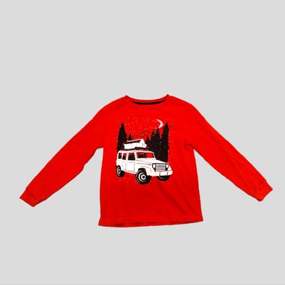-Old Navy Boy M (8) Red Adventure Car Long  Sleeve Winter Shirt Top Kidcore - Picture 1 of 14